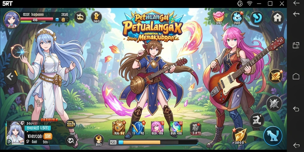 Tampilan gameplay 5RT dengan karakter anime yang menarik.