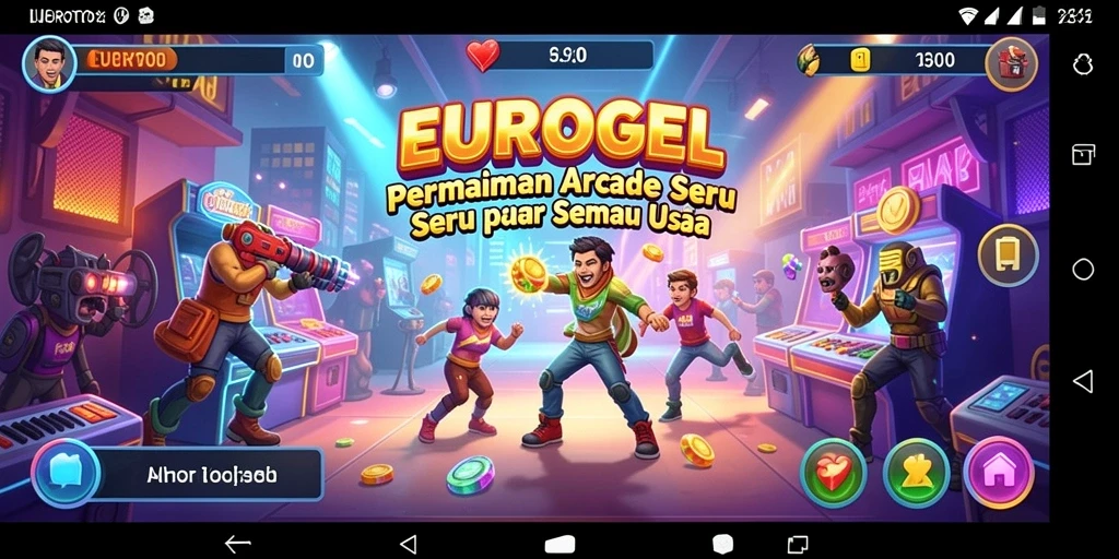Screen capture EUROTOGEL menampilkan gameplay arcade yang mendebarkan dan penuh warna.