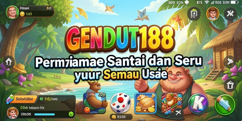 Tampilan gameplay GENDUT188 yang ceria dan penuh warna.