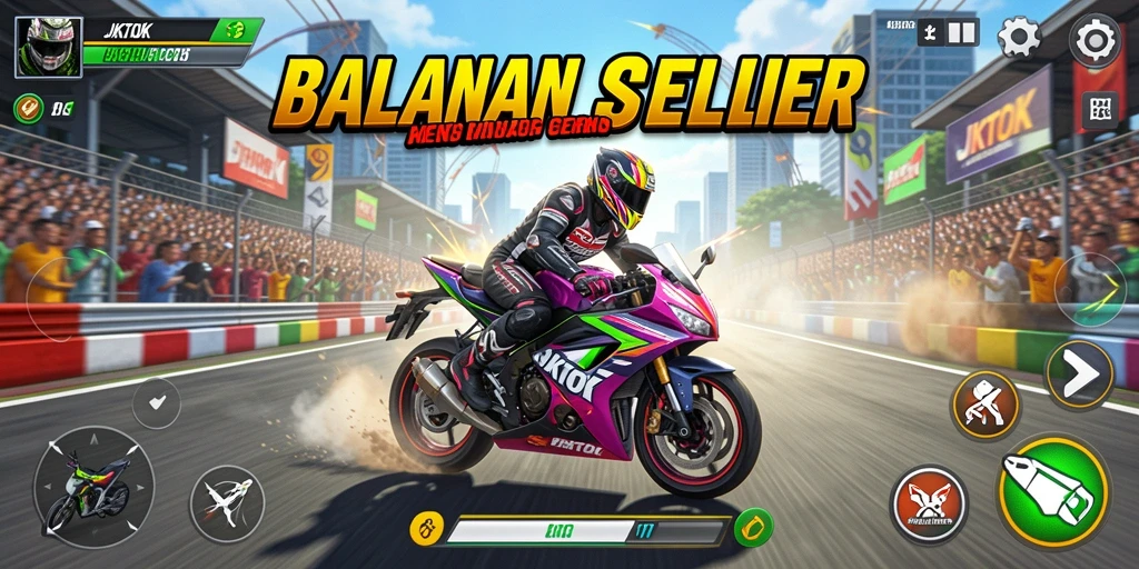 Gameplay seru JKTOK yang menampilkan balapan motor dengan intensitas tinggi.
