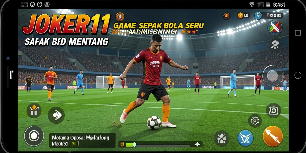 Tampilan gameplay JOKER11 menampilkan aksi seru di lapangan sepak bola.