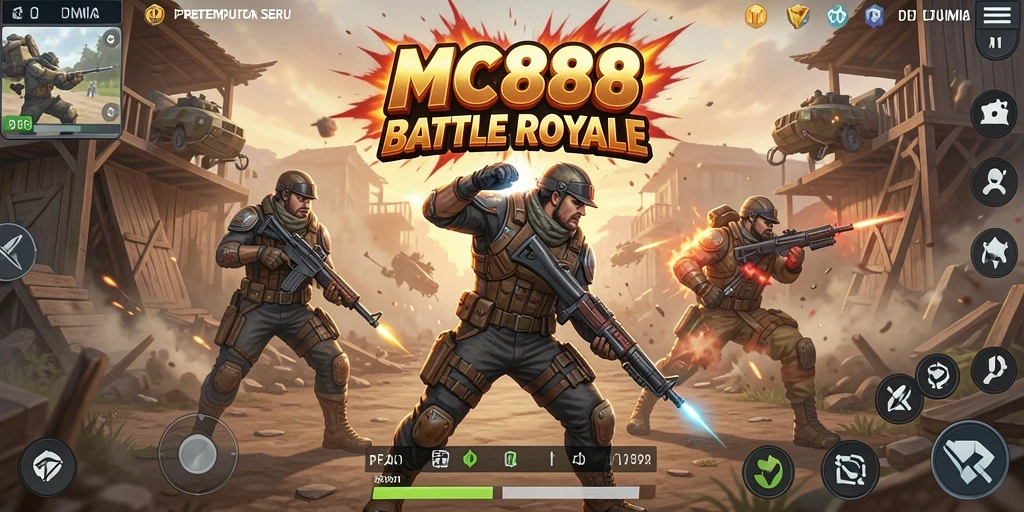 Screenshot MC888 menunjukkan aksi seru dalam permainan Battle Royale.