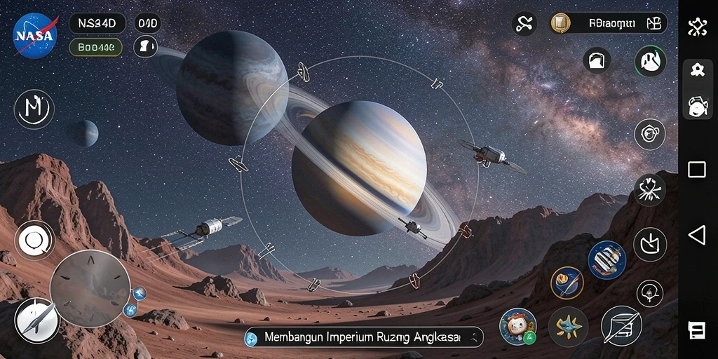 Screenshot gameplay yang menunjukkan petualangan luar angkasa seru di NASA4D.