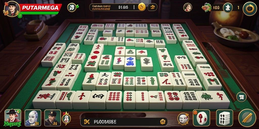 Tangkapan layar PUTARMEGA menampilkan gameplay Mahjong yang seru.