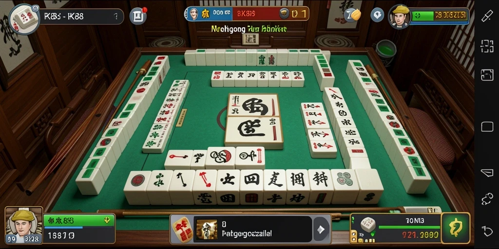 Screenshot gameplay RK88 menunjukkan keseruan menyusun ubin Mahjong.