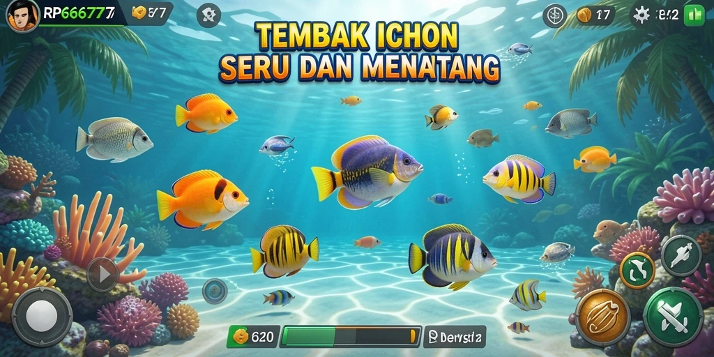 Tampilan gameplay seru saat menembak ikan di RP6677.